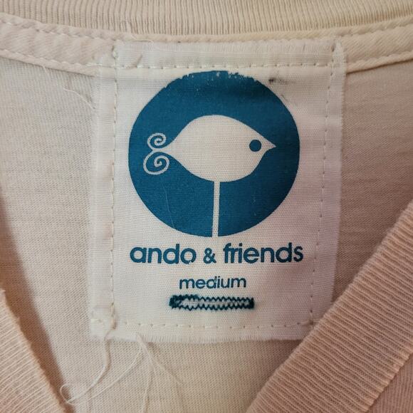 VTG ando & friends Brown & Orange Hawaii Hang Loose Shaka Hand Tan TShirt Med - Picture 2 of 10